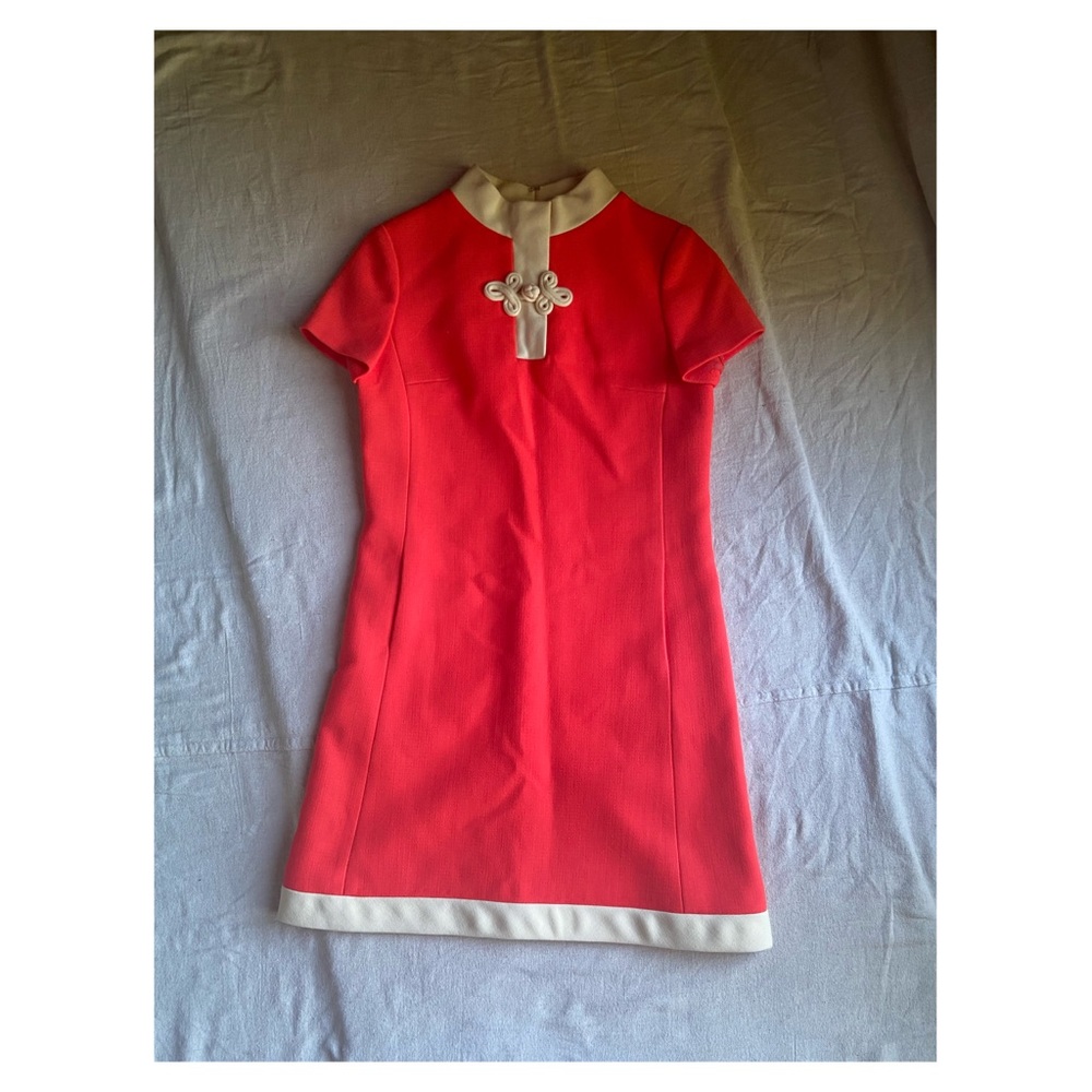 Vintage salmon colored wool mini dress